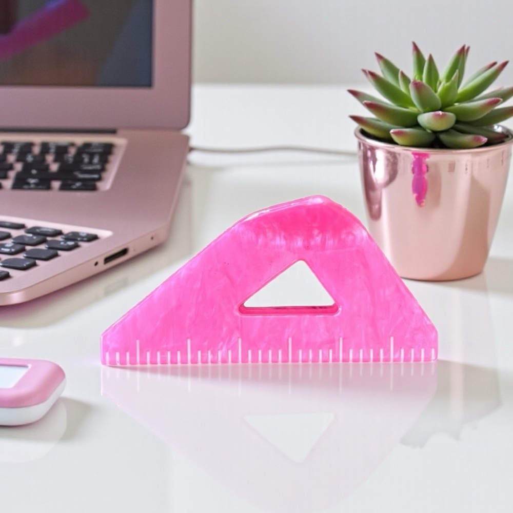 Pink Scale Drafting Ruler Triangular Triangle Architect 4" Lobster Cla Hair Clip